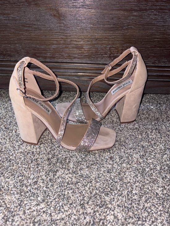 Steve Madden Shoes - Steve Madden Blush Nude Embellished Block Heel Sandals